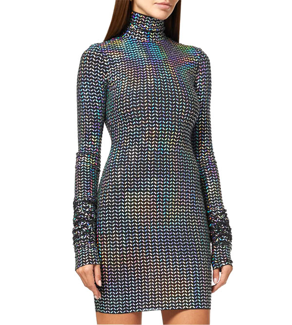 Turtleneck Mini Dress in Iridescent Stretch Jersey - Dolce & Gabbana